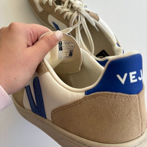 VEJA V-10 Men's Sneakers - Leather White Paros Sahara (EUC) - Picture 2 of 7